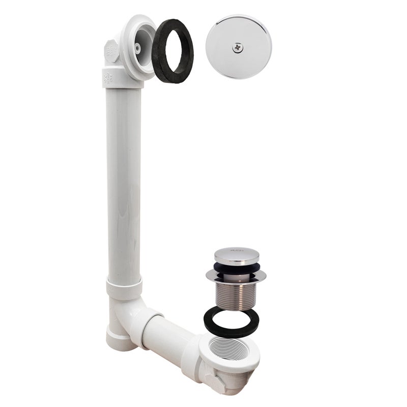 Westbrass Tip-Toe Sch. 40 PVC Bath Waste with One-Hole Elbow, Polished Chrome, D49321-26 - Image 1